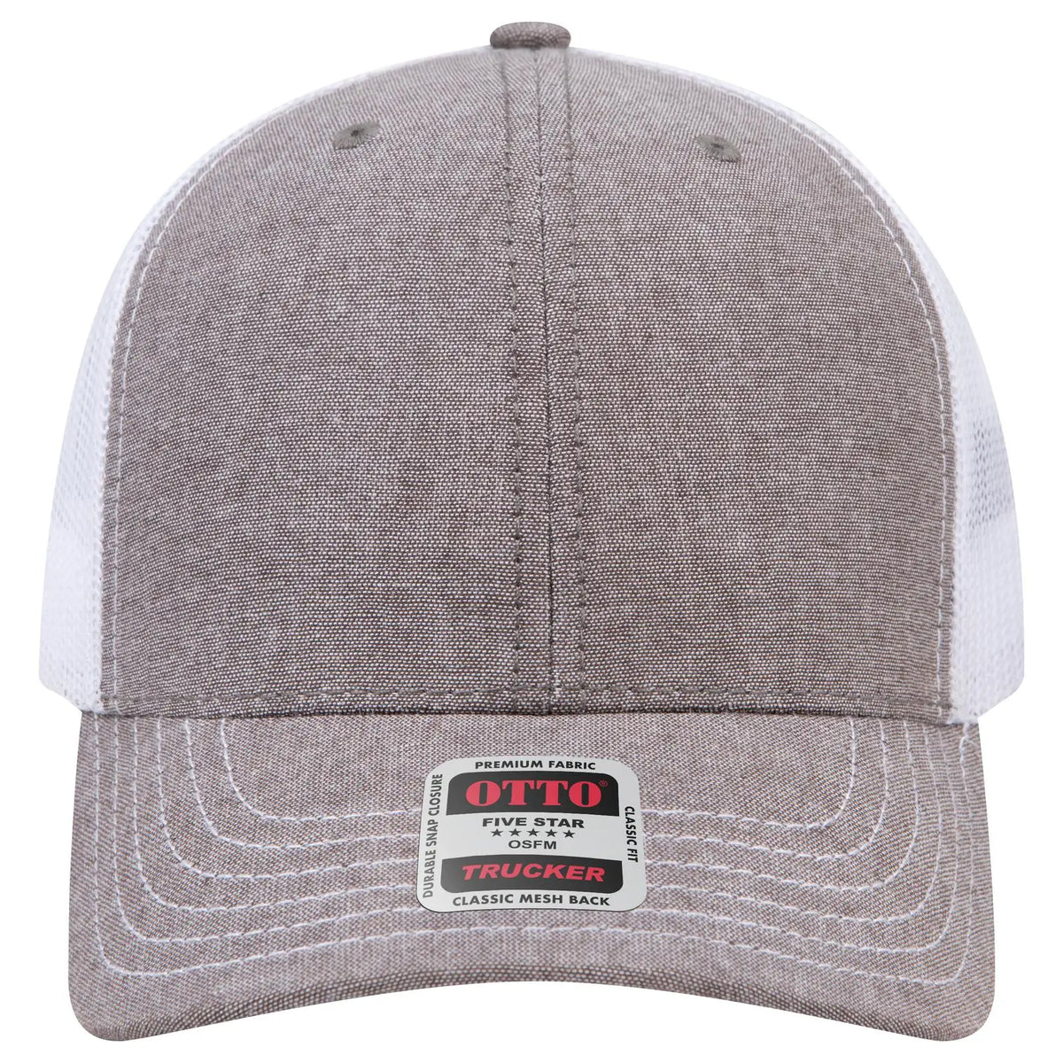 Otto 112-1 6 Panel Mid Profile Mesh Back Trucker Cap - Ch.gry/wht