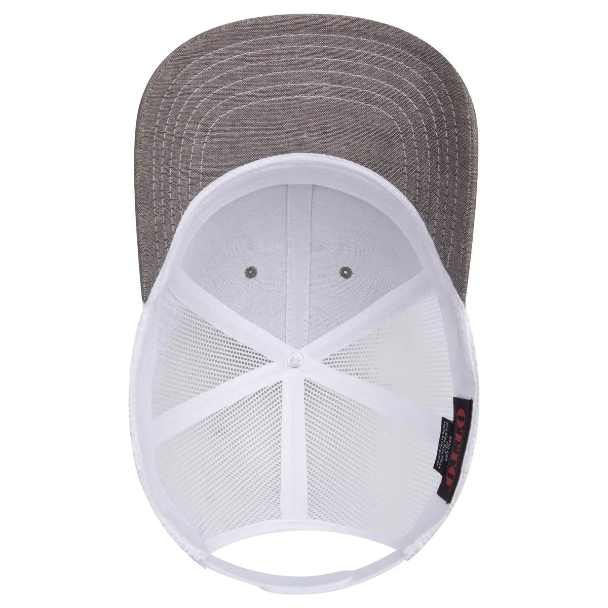 Otto 112-1 6 Panel Mid Profile Mesh Back Trucker Cap - Ch.gry/wht