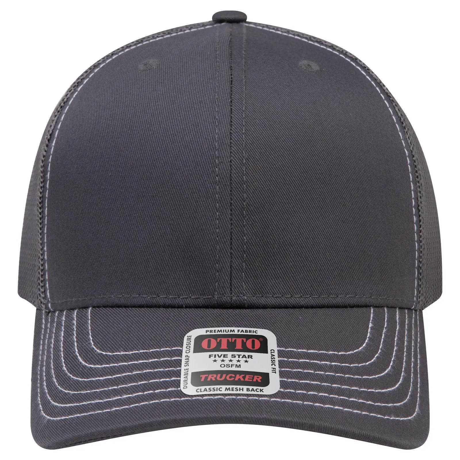 Otto 112-1 6 Panel Mid Profile Mesh Back Trucker Cap - Char. Gray - 7 3/8’’ - 5/8’’