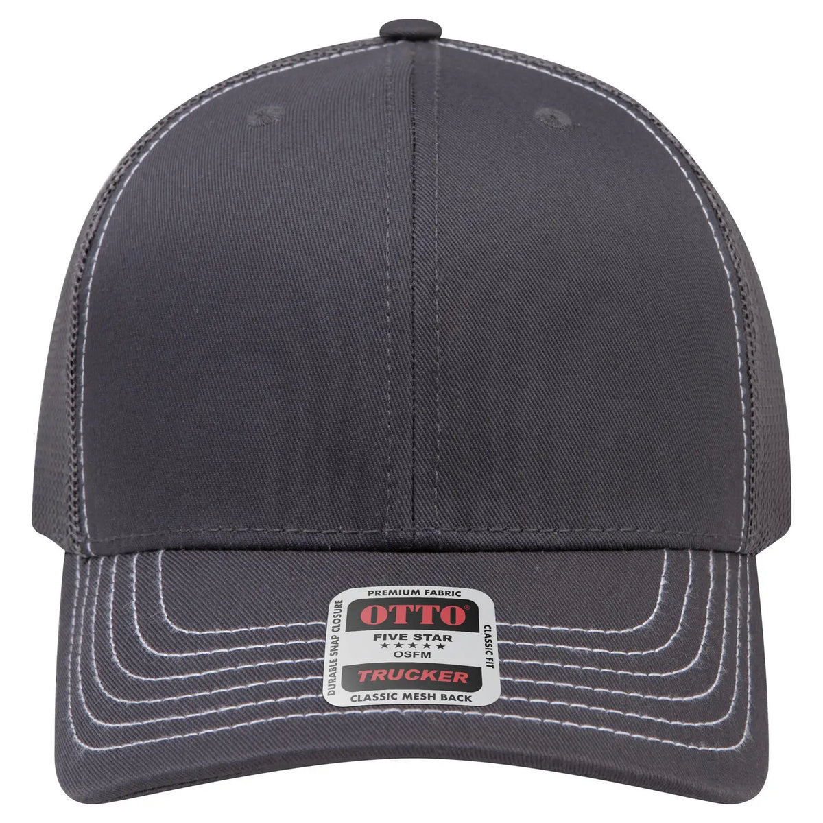 Otto 112-1 6 Panel Mid Profile Mesh Back Trucker Cap - Char. Gray