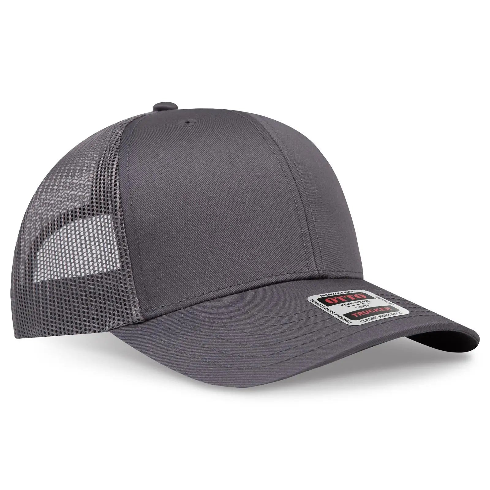 Otto 112-1 6 Panel Mid Profile Mesh Back Trucker Cap - Char. Gray