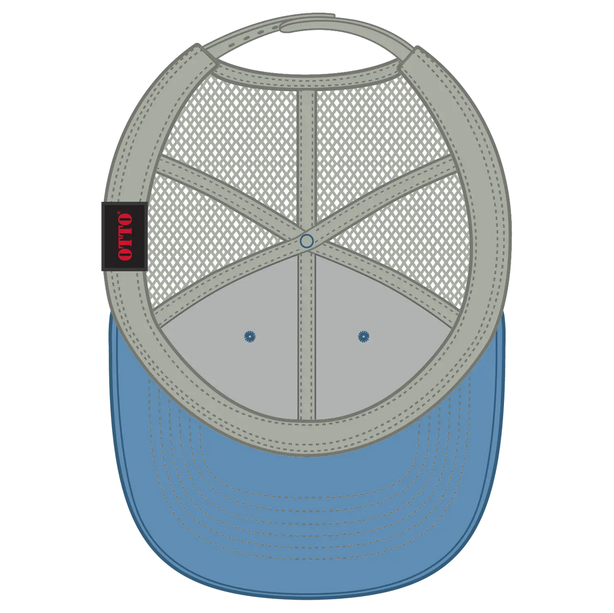 Otto 112-1 6 Panel Mid Profile Mesh Back Trucker Cap - Col. Blue/col.blue/stn.gry - 7 3/8’’ - 5/8’’
