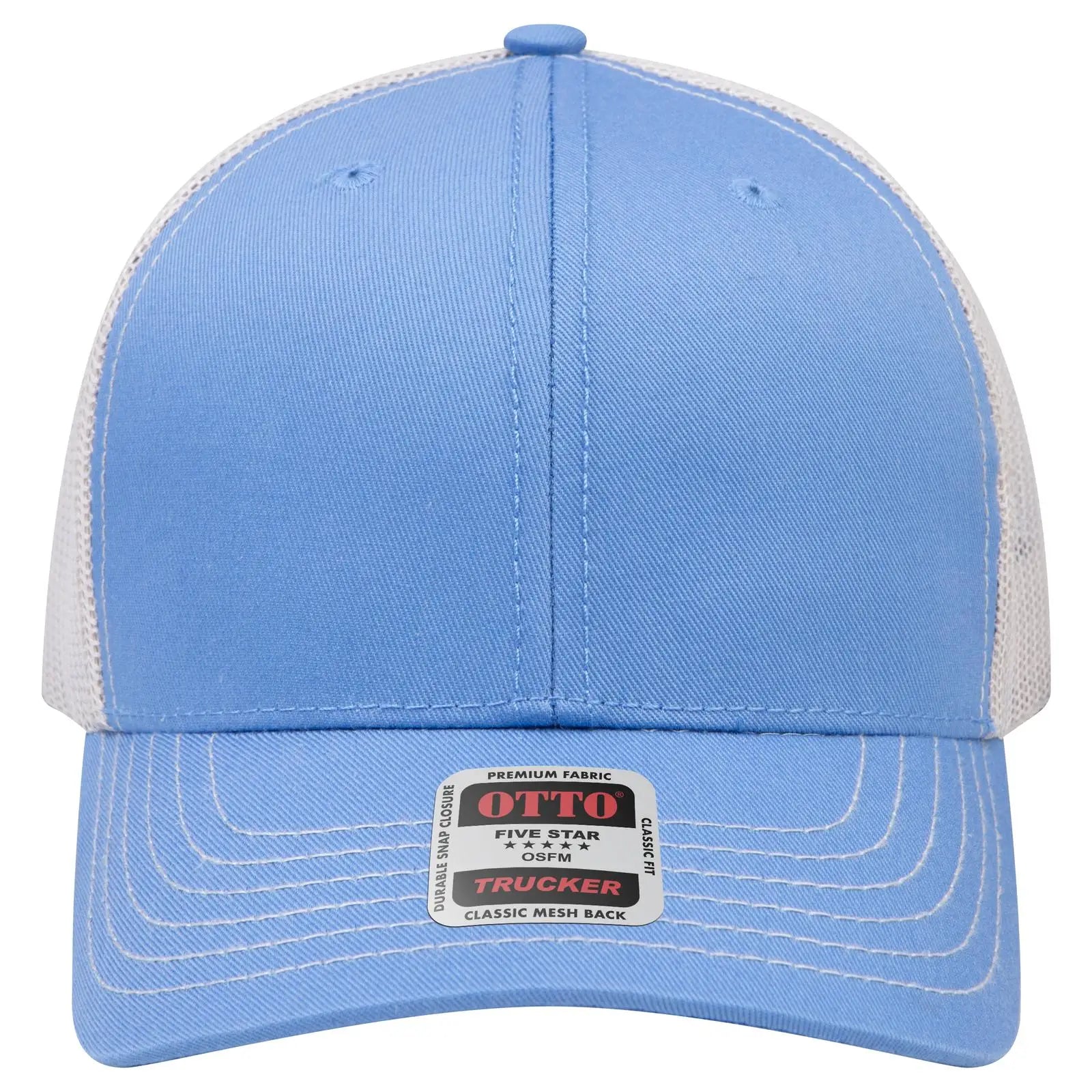 Otto 112-1 6 Panel Mid Profile Mesh Back Trucker Cap - Col. Blue/col.blue/stn.gry - 7 3/8’’ - 5/8’’