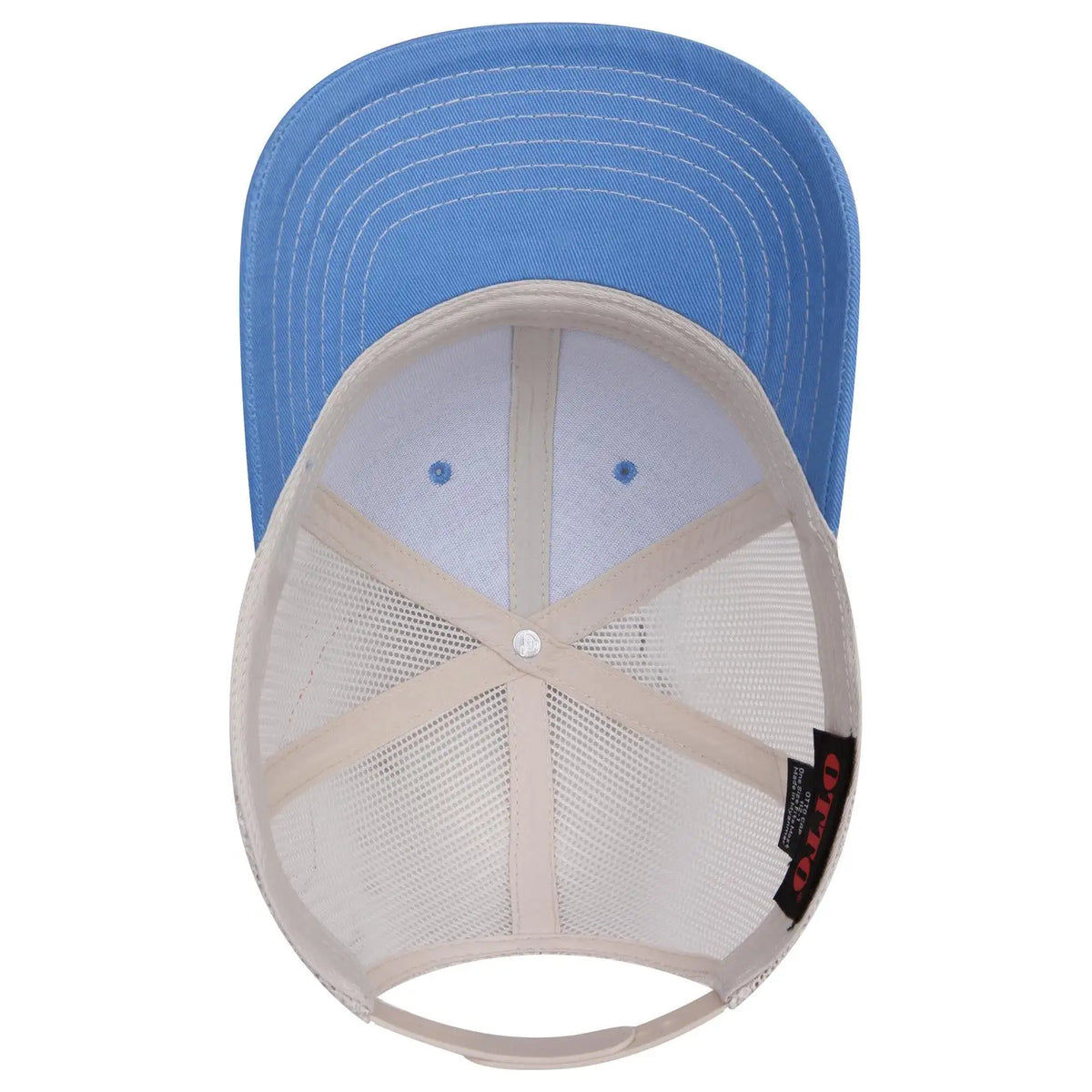 Otto 112-1 6 Panel Mid Profile Mesh Back Trucker Cap - Col. Blue/col.blue/stn.gry - 7 3/8’’ - 5/8’’