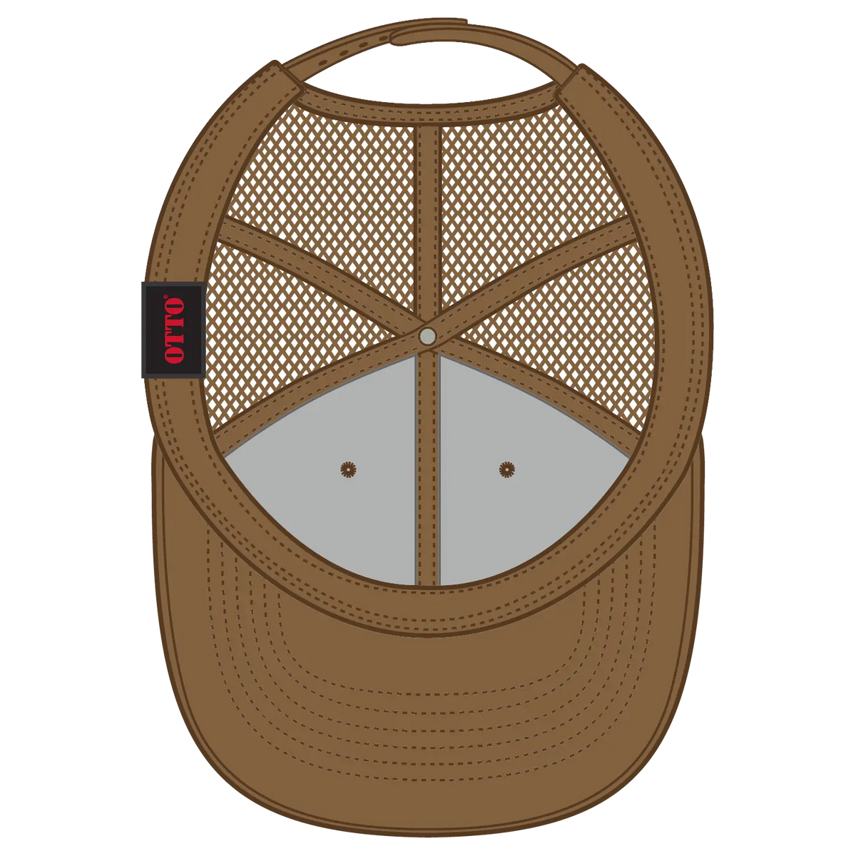 Otto 112-1 6 Panel Mid Profile Mesh Back Trucker Cap - Coyote Brown