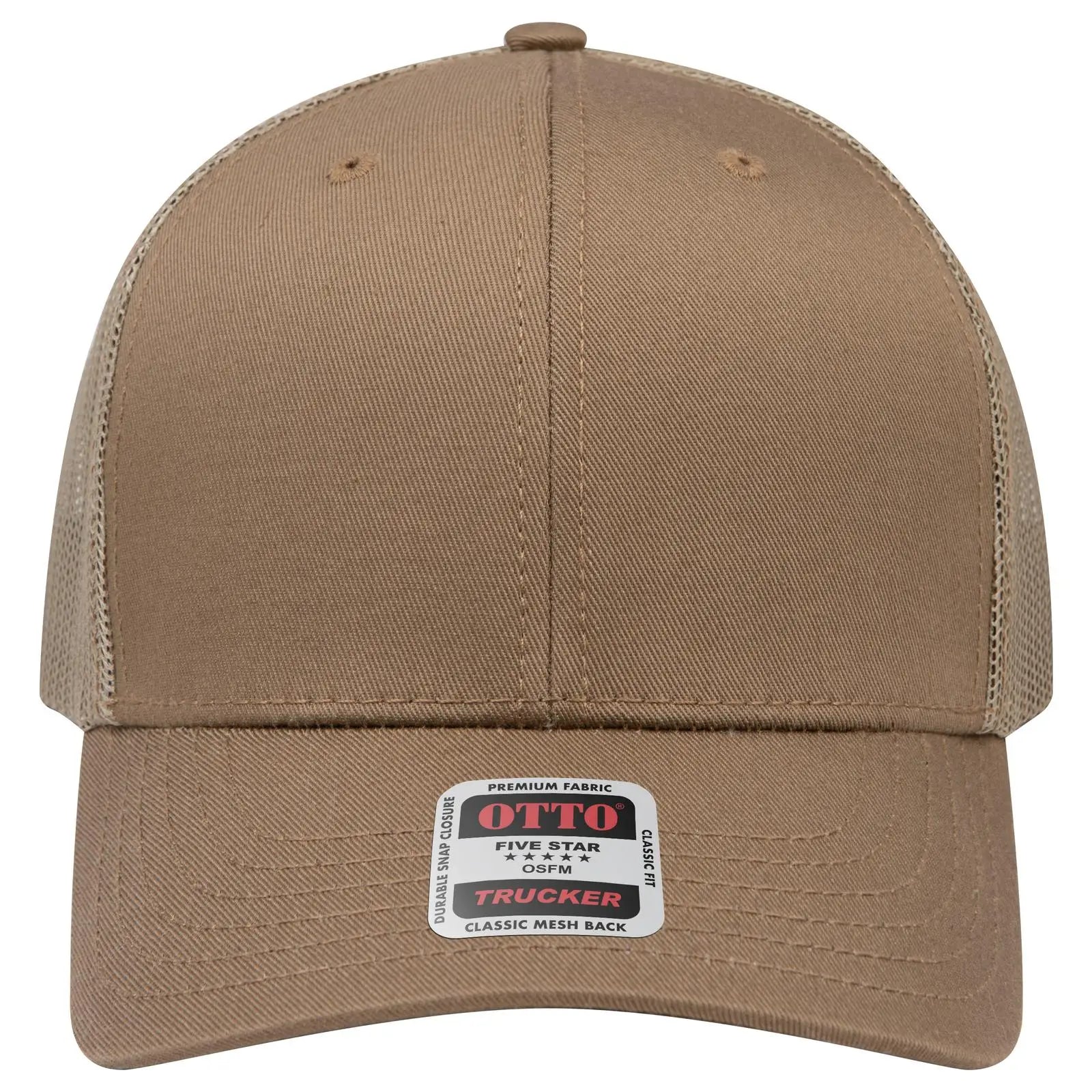 Otto 112-1 6 Panel Mid Profile Mesh Back Trucker Cap - Coyote Brown