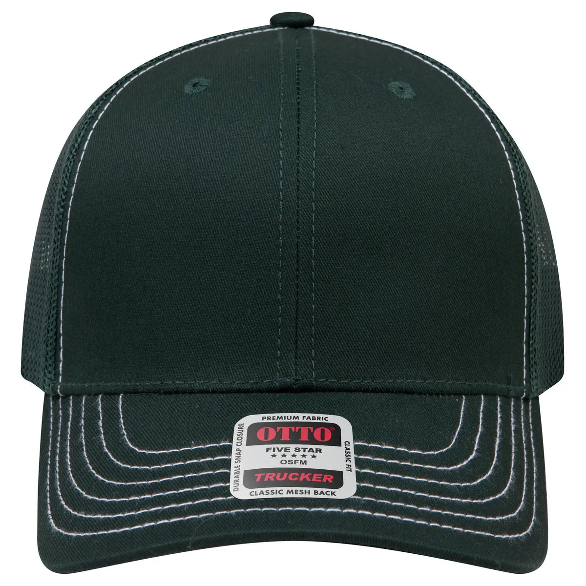 Otto 112-1 6 Panel Mid Profile Mesh Back Trucker Cap - Dk. Green