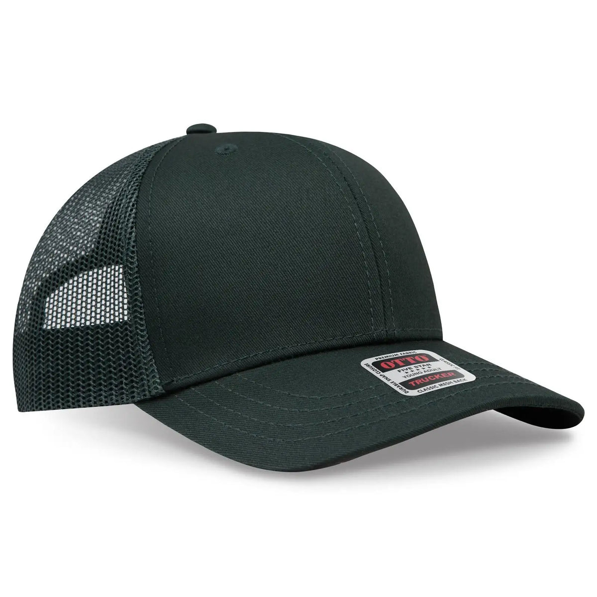 Otto 112-1 6 Panel Mid Profile Mesh Back Trucker Cap - Dk. Green
