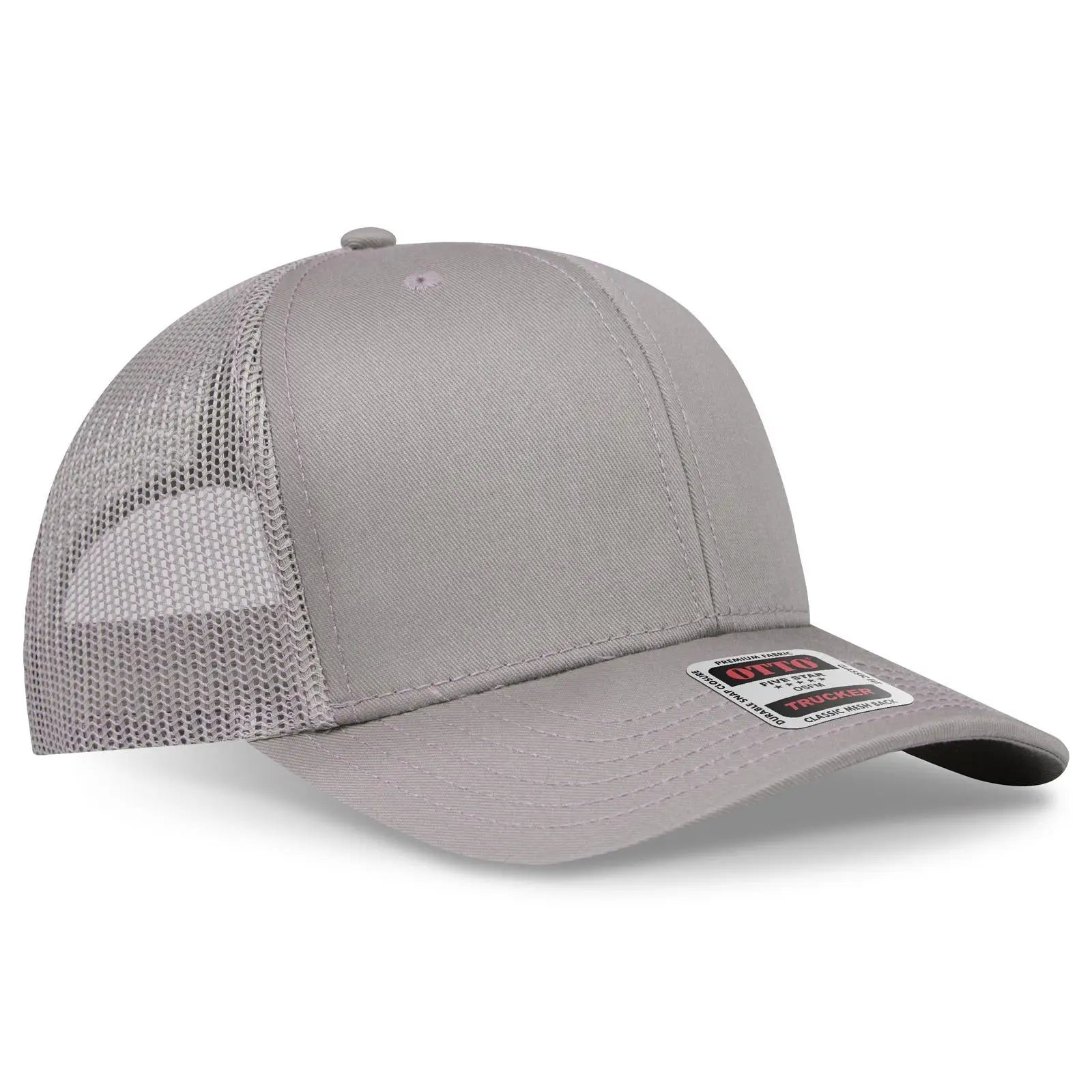 Otto 112-1 6 Panel Mid Profile Mesh Back Trucker Cap - Gray - 7 3/8’’ - 5/8’’