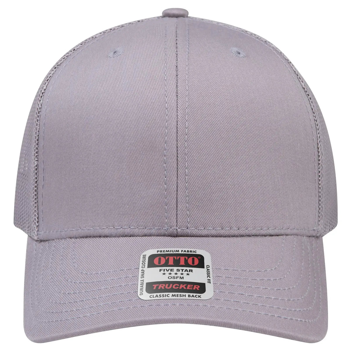 Otto 112-1 6 Panel Mid Profile Mesh Back Trucker Cap - Gray - 7 3/8’’ - 5/8’’