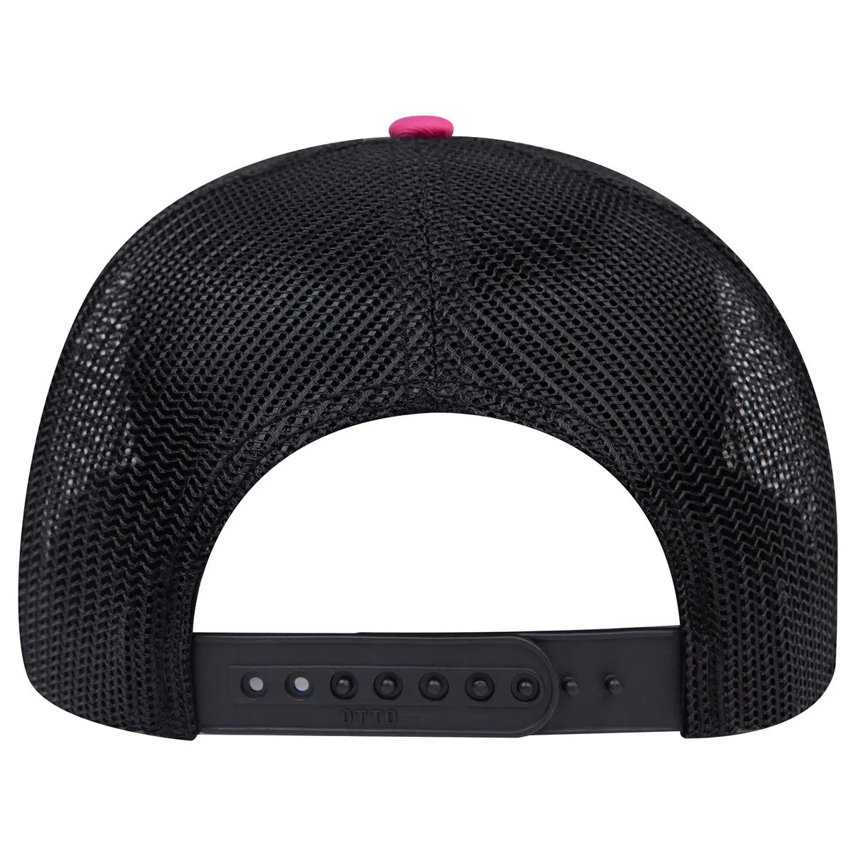 Otto 112-1 6 Panel Mid Profile Mesh Back Trucker Cap - H.pnk/h.pnk/blk - 7 3/8’’ - 5/8’’