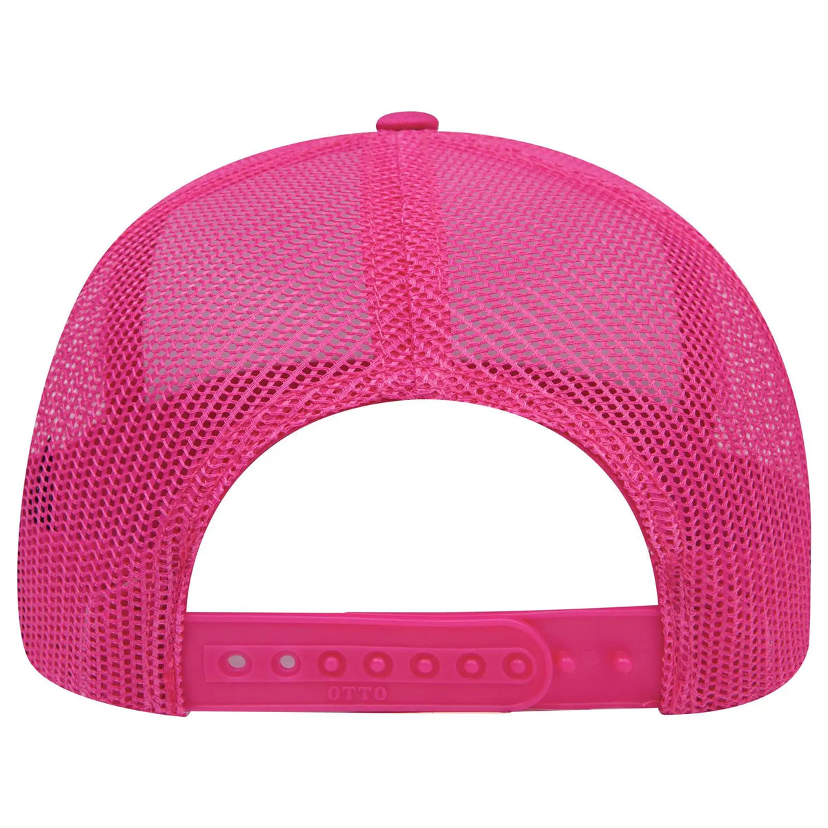 Otto 112-1 6 Panel Mid Profile Mesh Back Trucker Cap - H.pnk/wht/h.pnk - 7 3/8’’ - 5/8’’