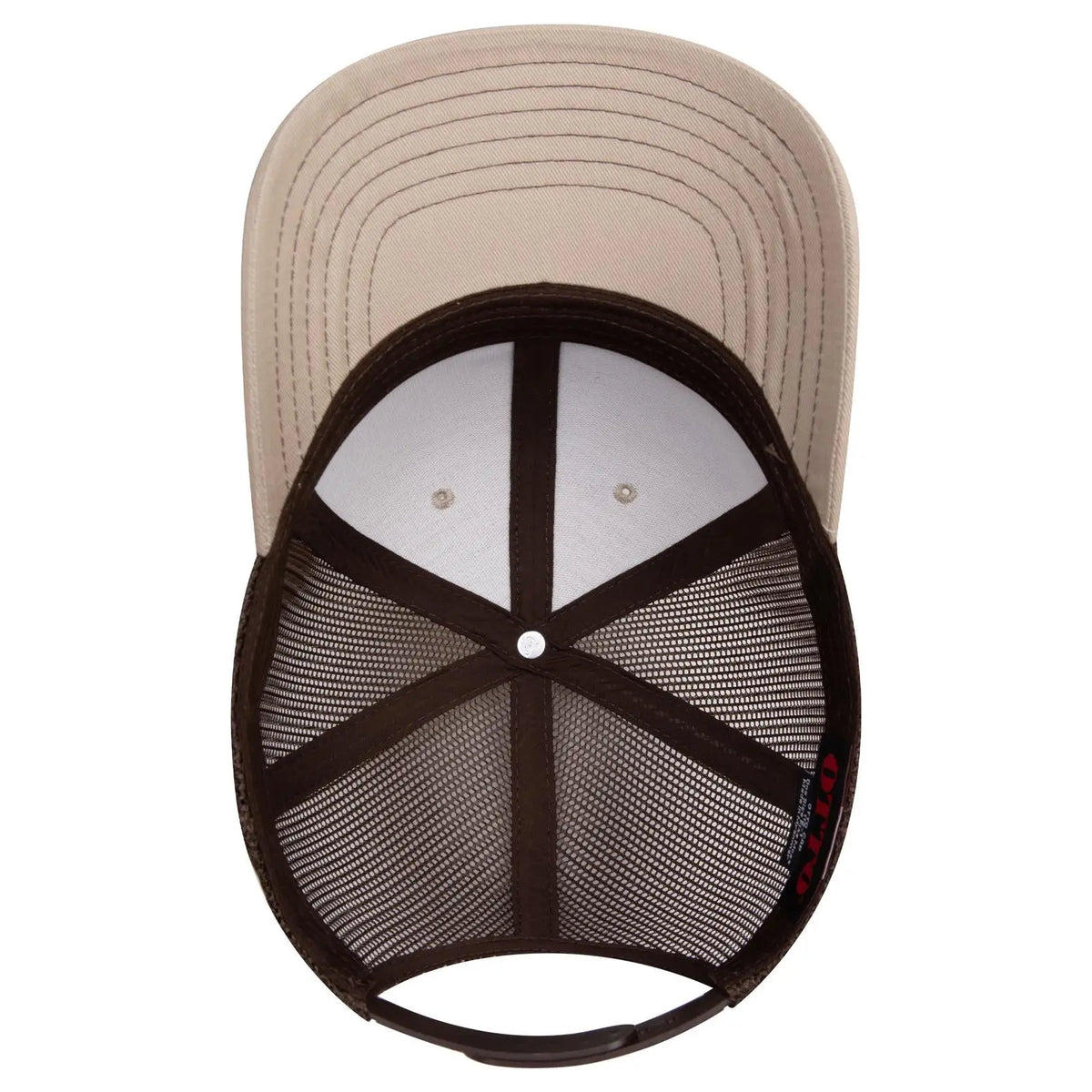 Otto 112-1 6 Panel Mid Profile Mesh Back Trucker Cap - Kha/kha/dk.brn - 7 3/8’’ - 5/8’’