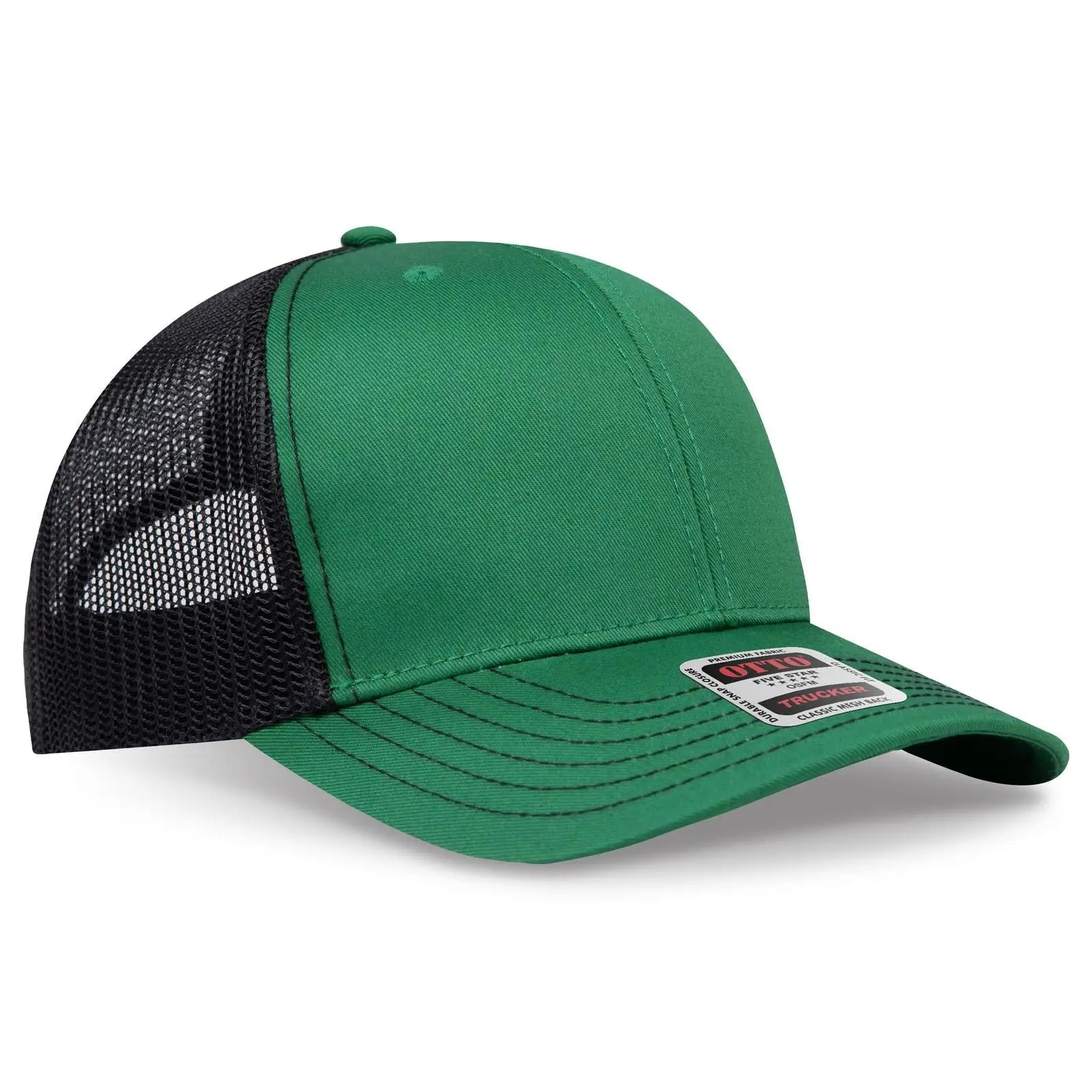 Otto 112-1 6 Panel Mid Profile Mesh Back Trucker Cap - Kly/kly/blk - 7 3/8’’ - 5/8’’