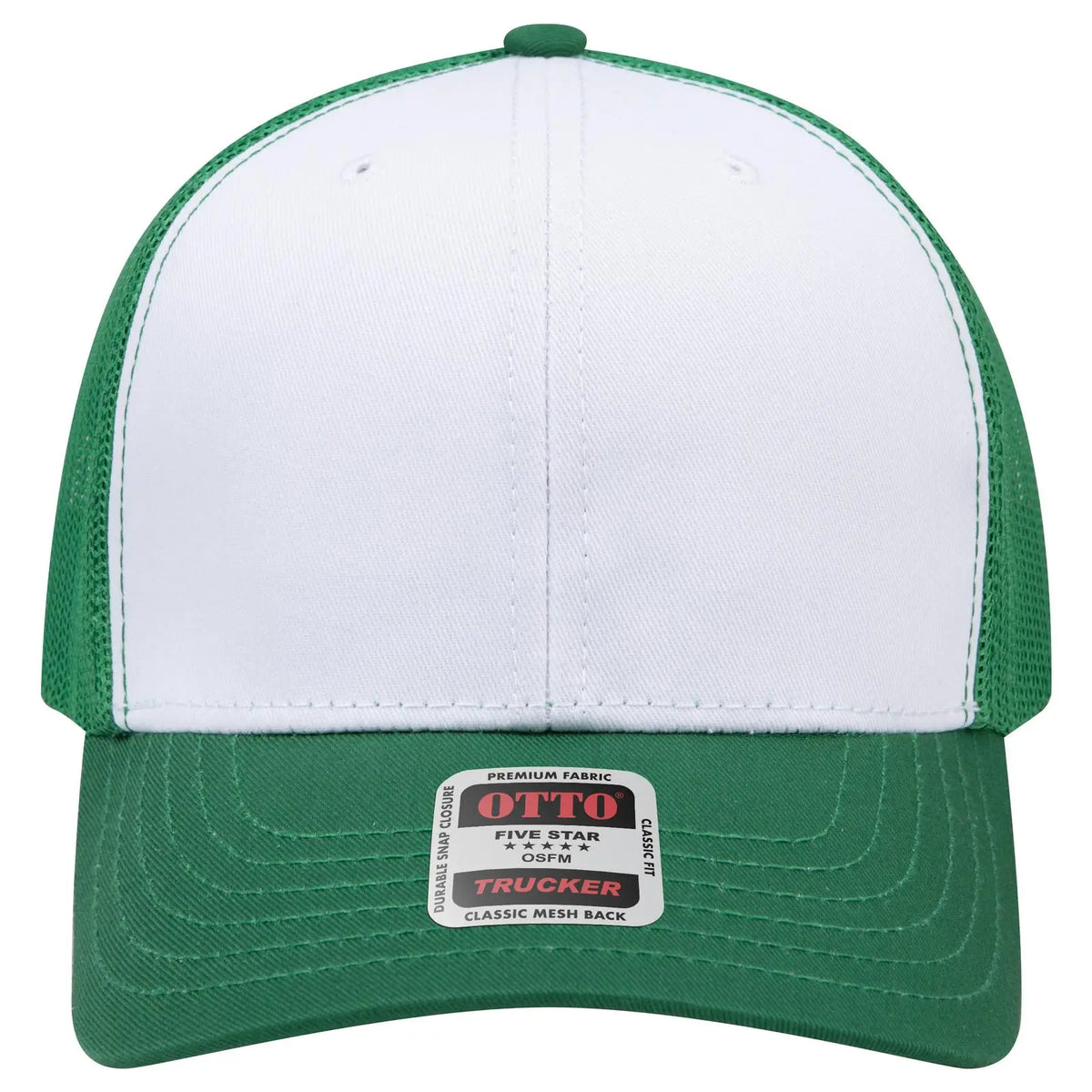 Otto 112-1 6 Panel Mid Profile Mesh Back Trucker Cap - Kly/wht/kly - 7 3/8’’ - 5/8’’