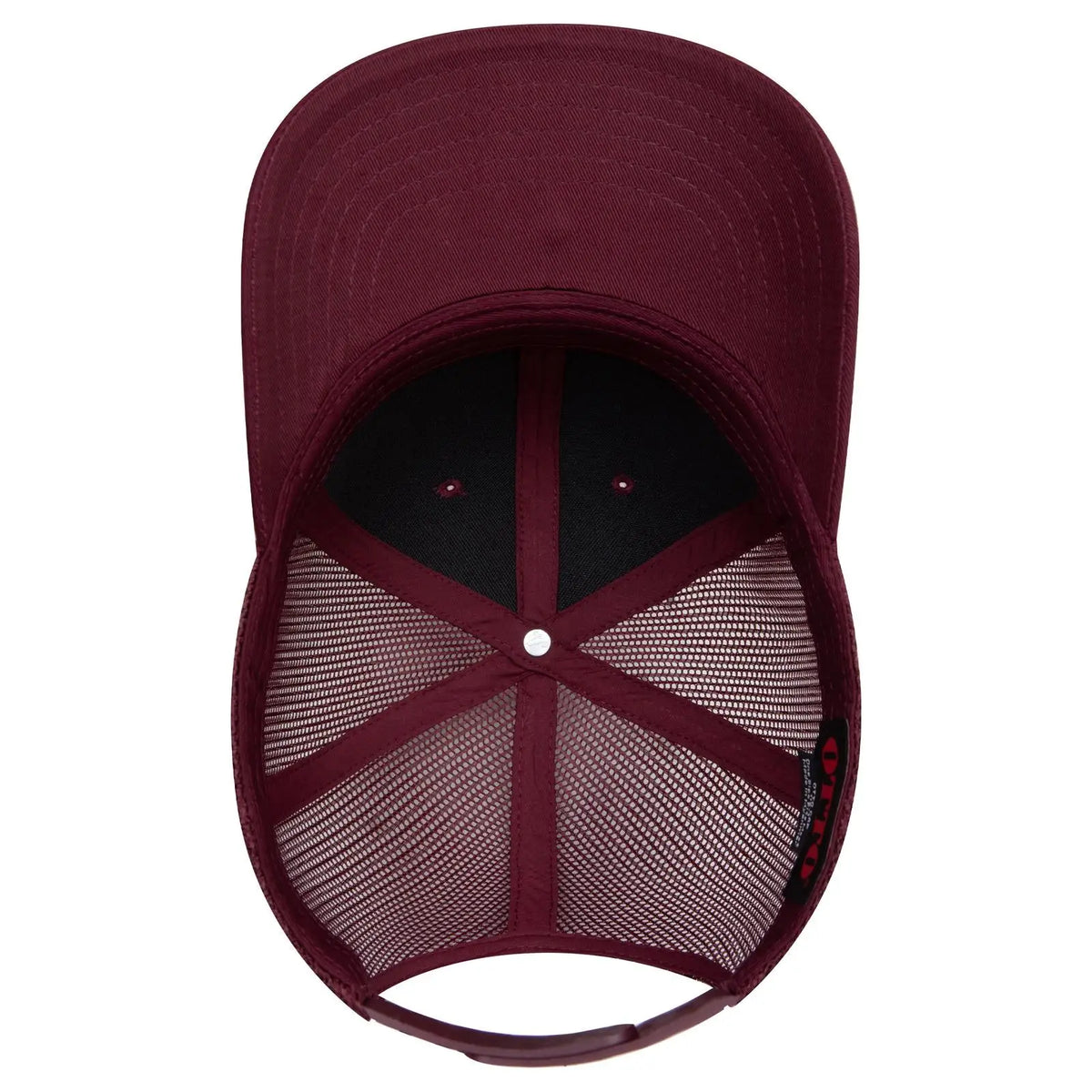 Otto 112-1 6 Panel Mid Profile Mesh Back Trucker Cap - Maroon - 7 3/8’’ - 5/8’’