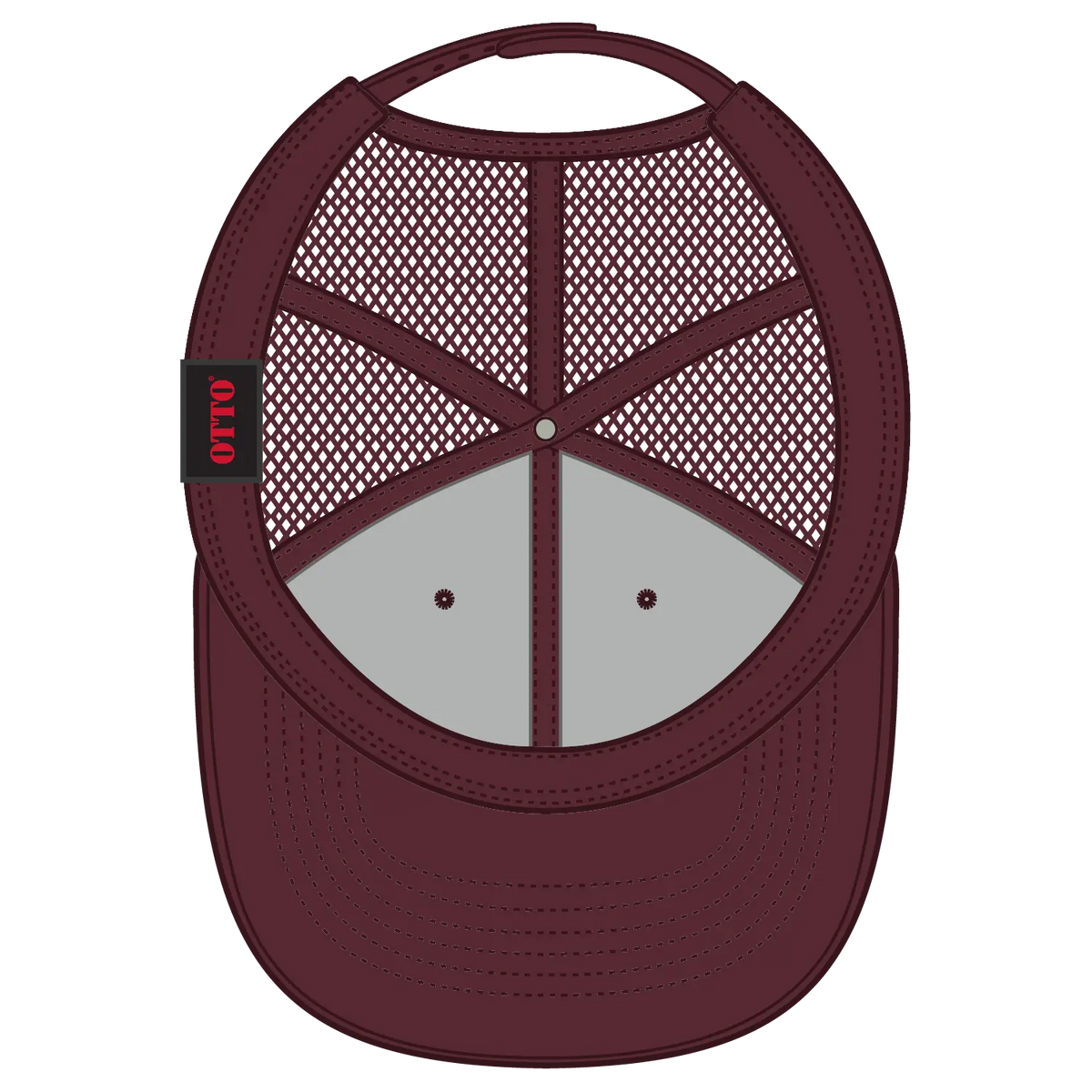 Otto 112-1 6 Panel Mid Profile Mesh Back Trucker Cap - Maroon - 7 3/8’’ - 5/8’’