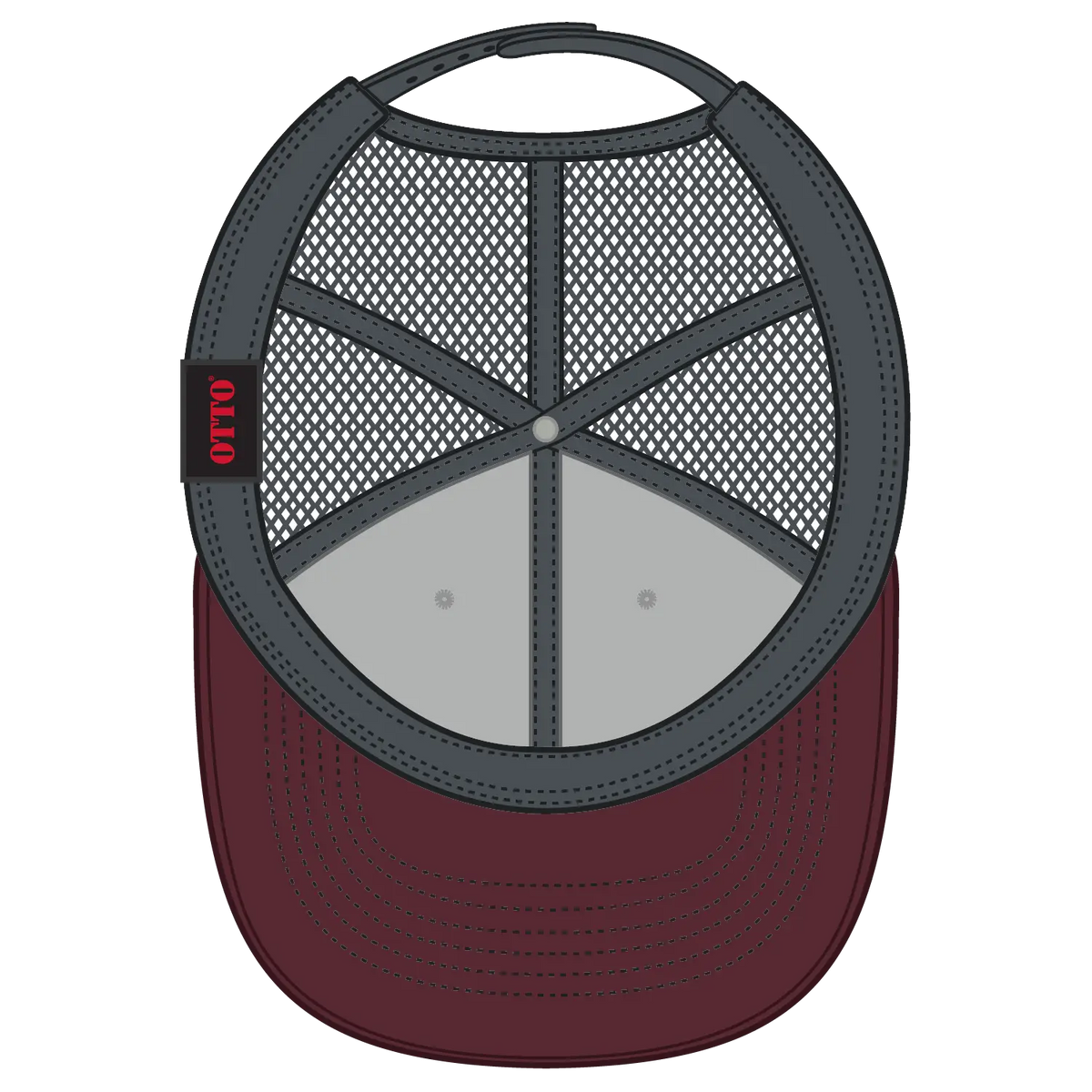 Otto 112-1 6 Panel Mid Profile Mesh Back Trucker Cap - Mrn/h.gry/ch.gry - 7 3/8’’ - 5/8’’