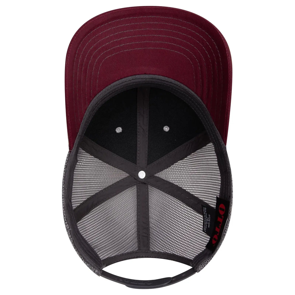 Otto 112-1 6 Panel Mid Profile Mesh Back Trucker Cap - Mrn/h.gry/ch.gry - 7 3/8’’ - 5/8’’