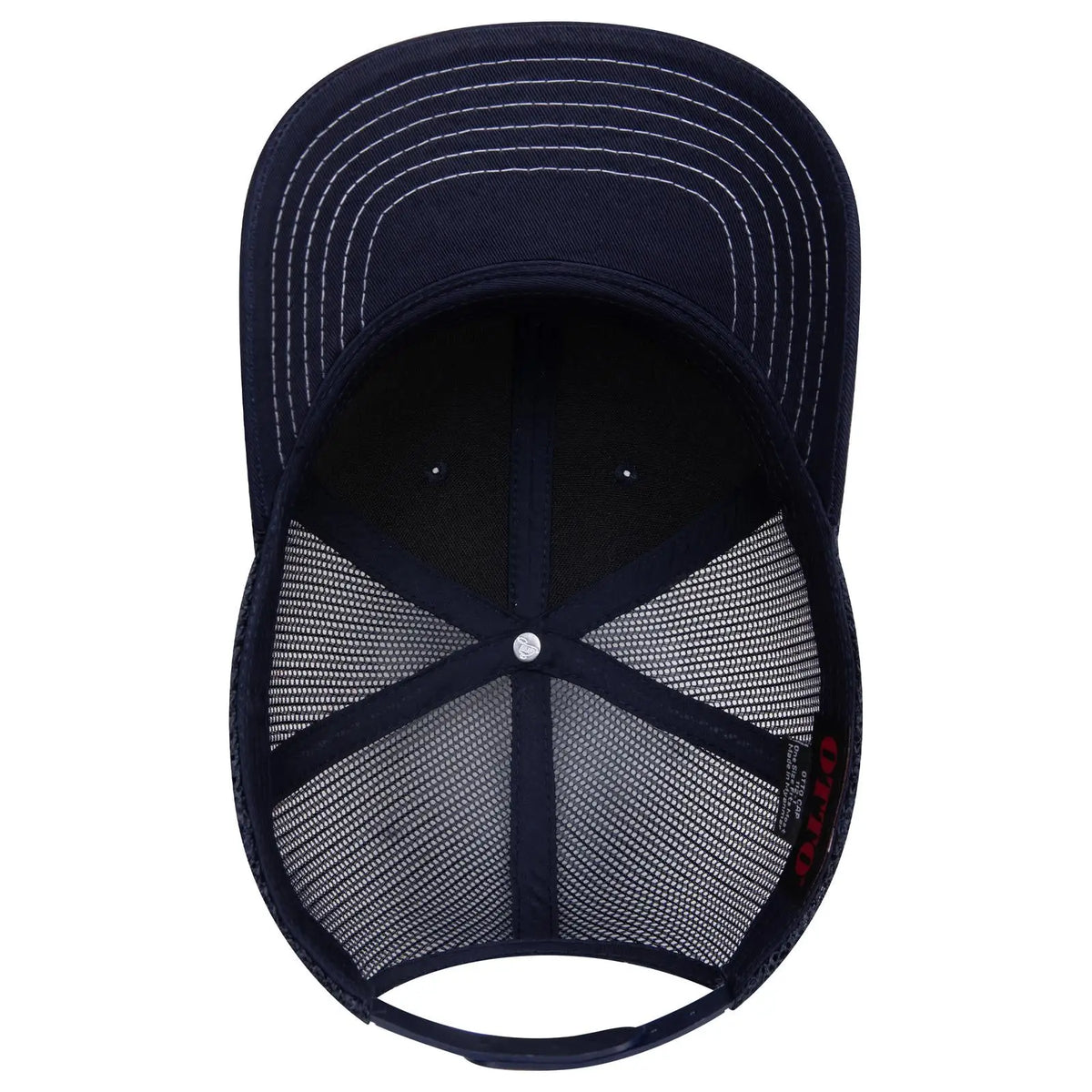 Otto 112-1 6 Panel Mid Profile Mesh Back Trucker Cap - Navy - 7 3/8’’ - 5/8’’