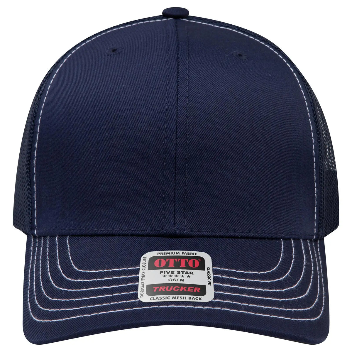 Otto 112-1 6 Panel Mid Profile Mesh Back Trucker Cap - Navy - 7 3/8’’ - 5/8’’