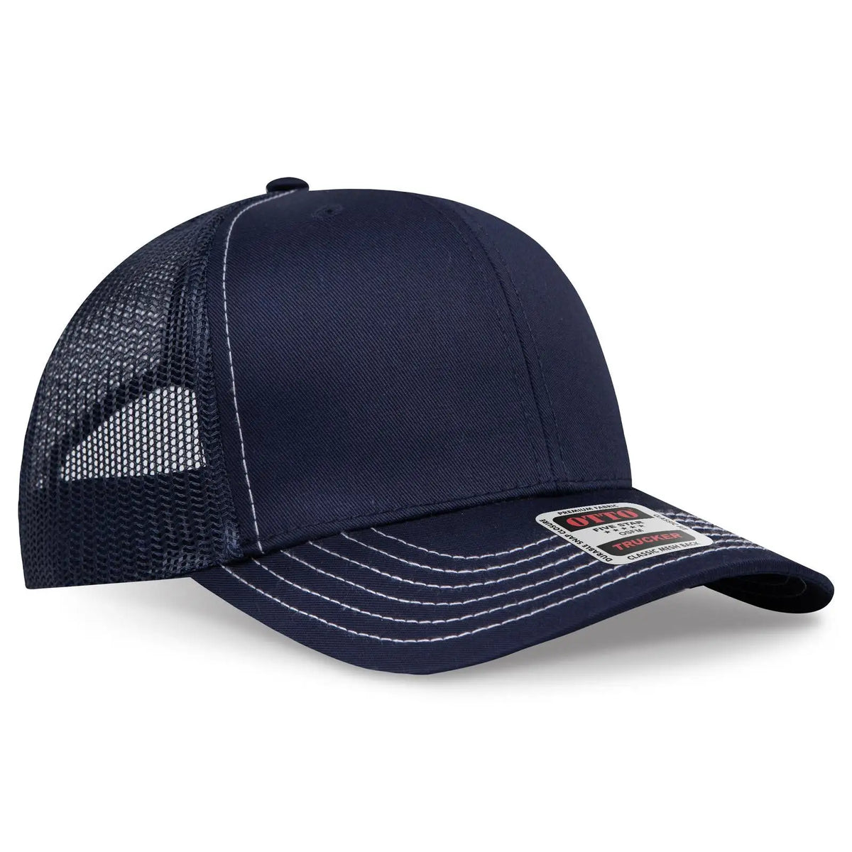 Otto 112-1 6 Panel Mid Profile Mesh Back Trucker Cap - Navy - 7 3/8’’ - 5/8’’