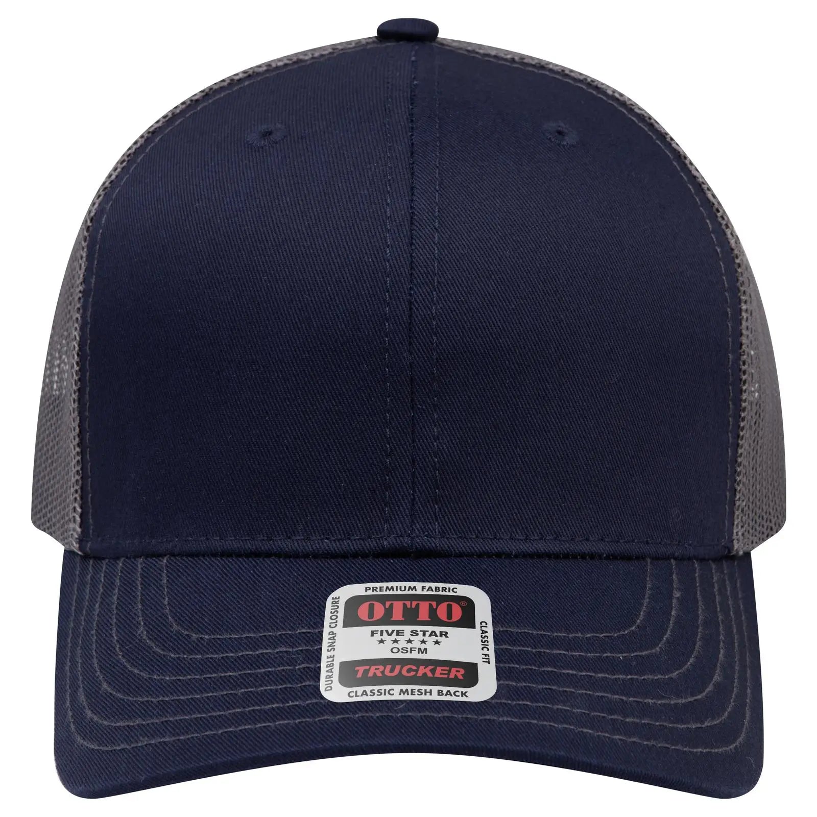 Otto 112-1 6 Panel Mid Profile Mesh Back Trucker Cap - Nvy/nvy/ch.gry - 7 3/8’’ - 5/8’’