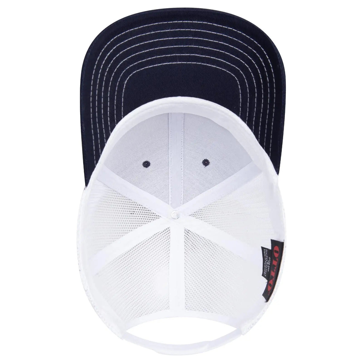 Otto 112-1 6 Panel Mid Profile Mesh Back Trucker Cap - Nvy/nvy/wht