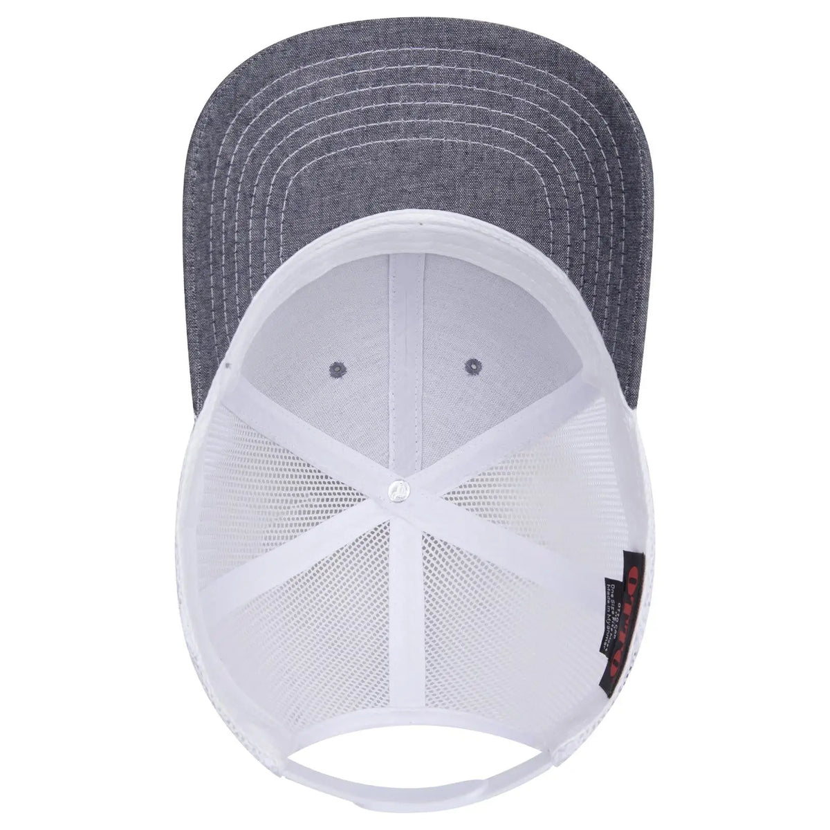 Otto 112-1 6 Panel Mid Profile Mesh Back Trucker Cap - Nvy/wht