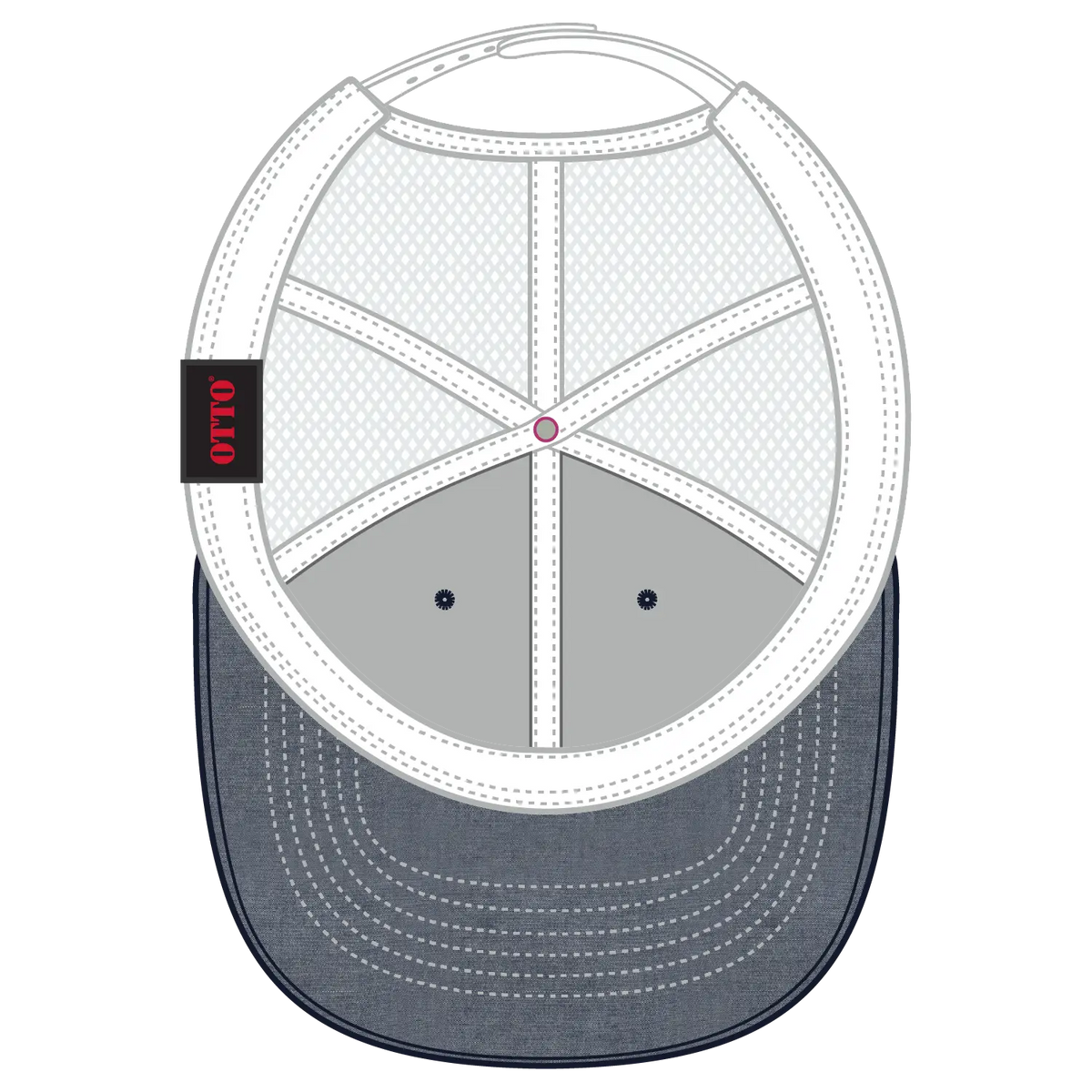 Otto 112-1 6 Panel Mid Profile Mesh Back Trucker Cap - Nvy/wht