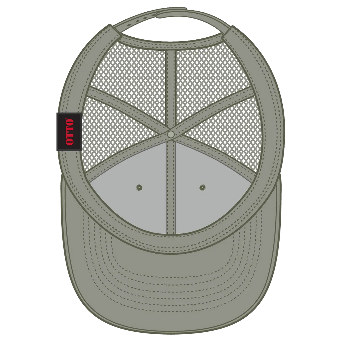 Otto 112-1 6 Panel Mid Profile Mesh Back Trucker Cap - Ol. Green - 7 3/8’’ - 5/8’’