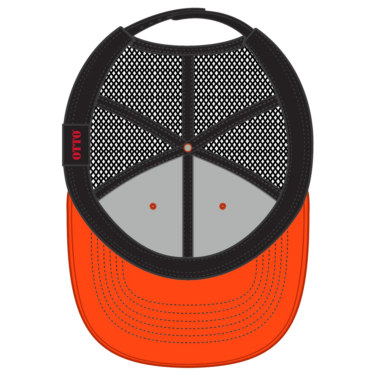 Otto 112-1 6 Panel Mid Profile Mesh Back Trucker Cap - Org/org/blk - 7 3/8’’ - 5/8’’