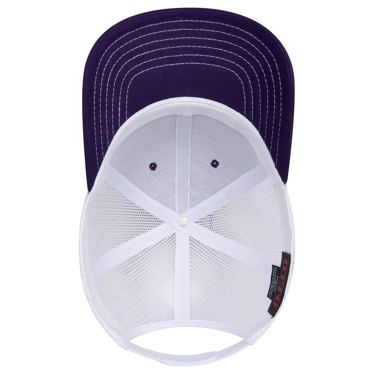 Otto 112-1 6 Panel Mid Profile Mesh Back Trucker Cap - Pur/pur/wht - 7 3/8’’ - 5/8’’