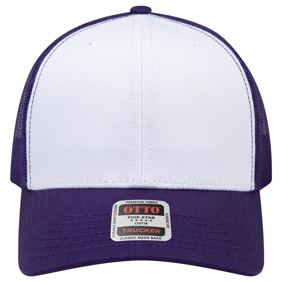 Otto 112-1 6 Panel Mid Profile Mesh Back Trucker Cap - Pur/wht/pur