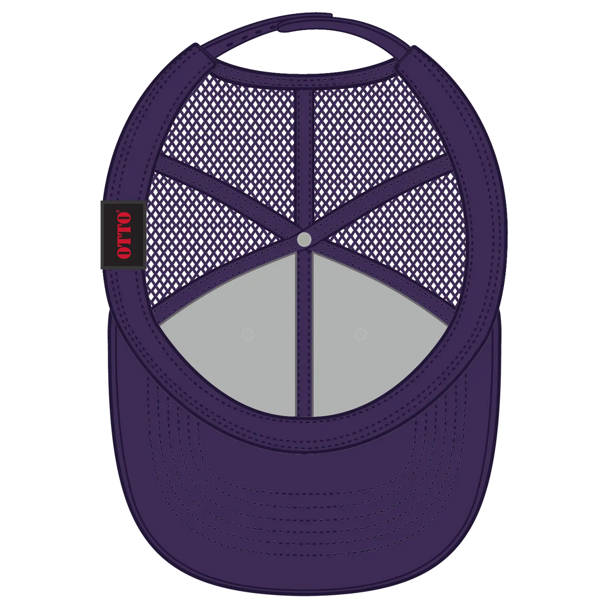 Otto 112-1 6 Panel Mid Profile Mesh Back Trucker Cap - Pur/wht/pur