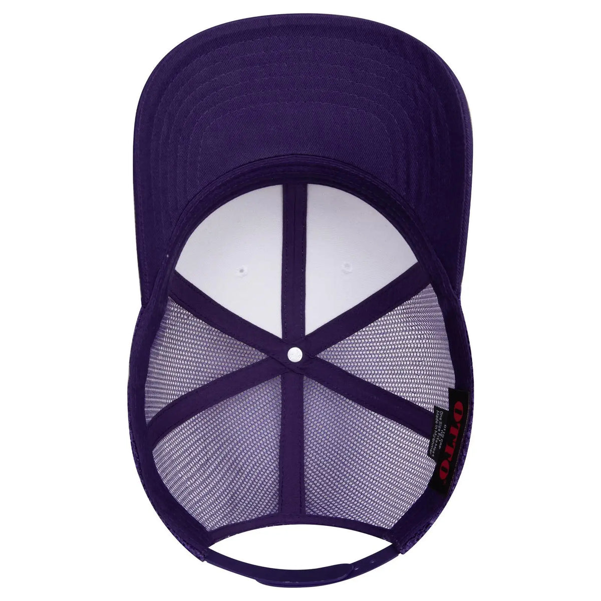 Otto 112-1 6 Panel Mid Profile Mesh Back Trucker Cap - Pur/wht/pur - 7 3/8’’ - 5/8’’