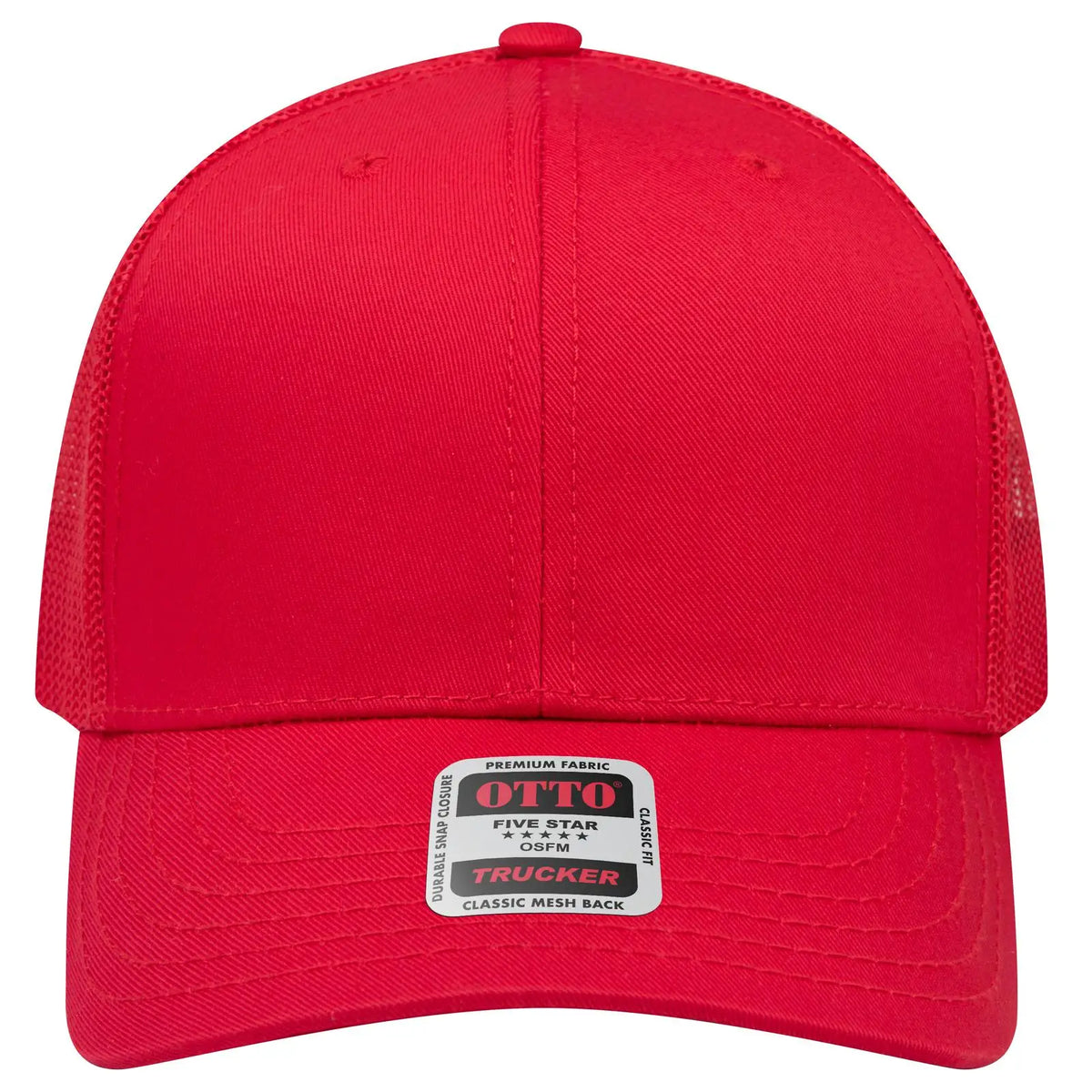 Otto 112-1 6 Panel Mid Profile Mesh Back Trucker Cap - Red