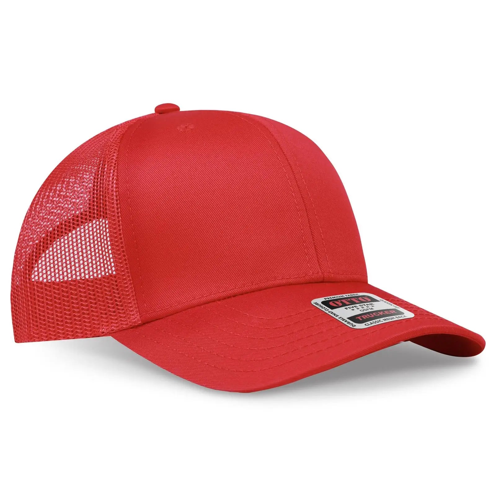 Otto 112-1 6 Panel Mid Profile Mesh Back Trucker Cap - Red