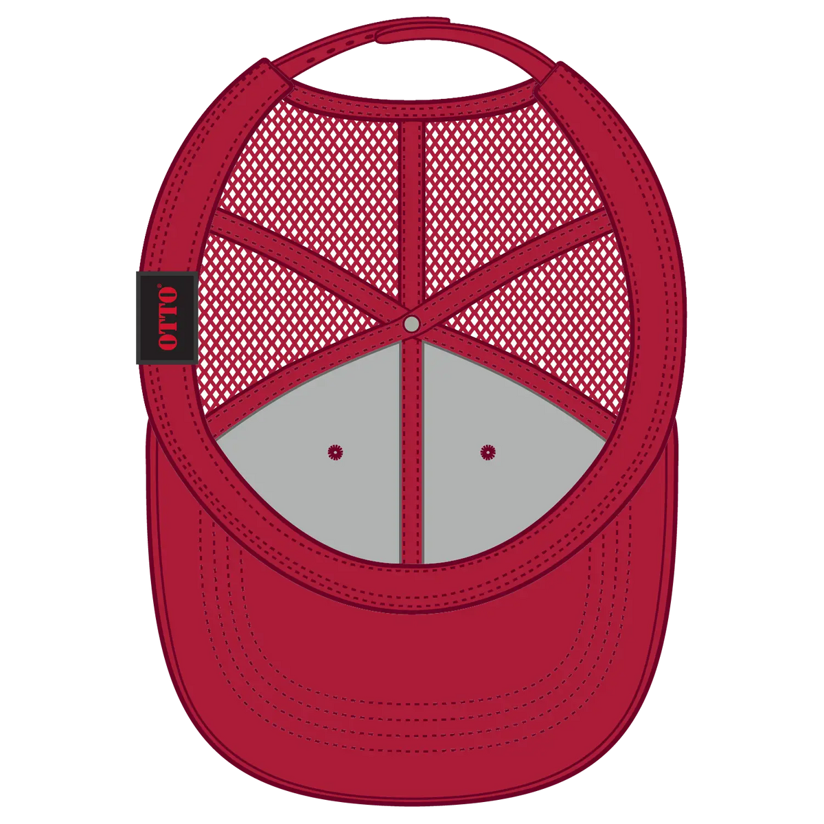 Otto 112-1 6 Panel Mid Profile Mesh Back Trucker Cap - Red