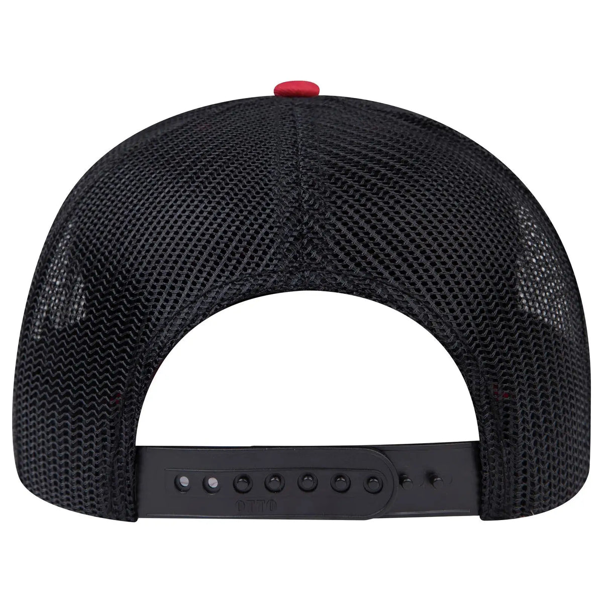 Otto 112-1 6 Panel Mid Profile Mesh Back Trucker Cap - Red/red/blk
