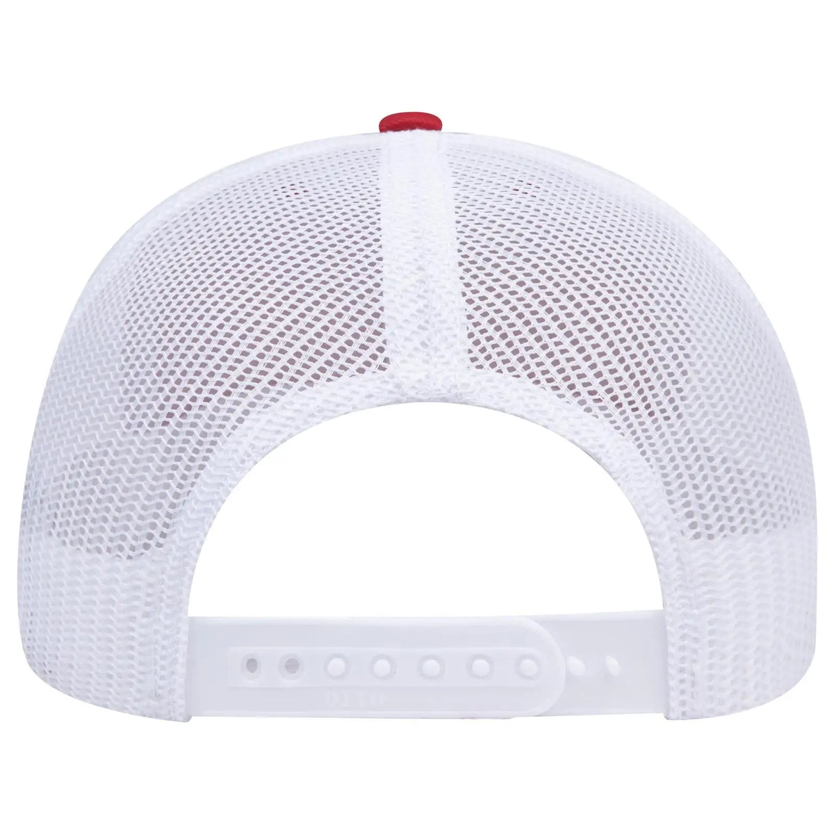 Otto 112-1 6 Panel Mid Profile Mesh Back Trucker Cap - Red/red/wht