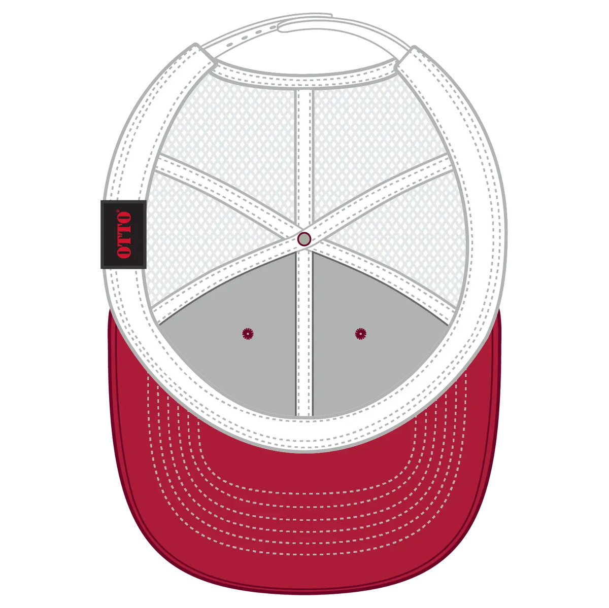 Otto 112-1 6 Panel Mid Profile Mesh Back Trucker Cap - Red/red/wht