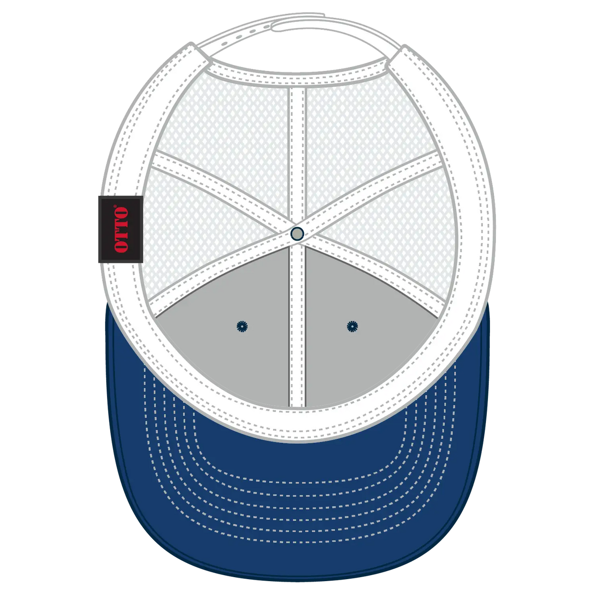 Otto 112-1 6 Panel Mid Profile Mesh Back Trucker Cap - Ryl/ryl/wht