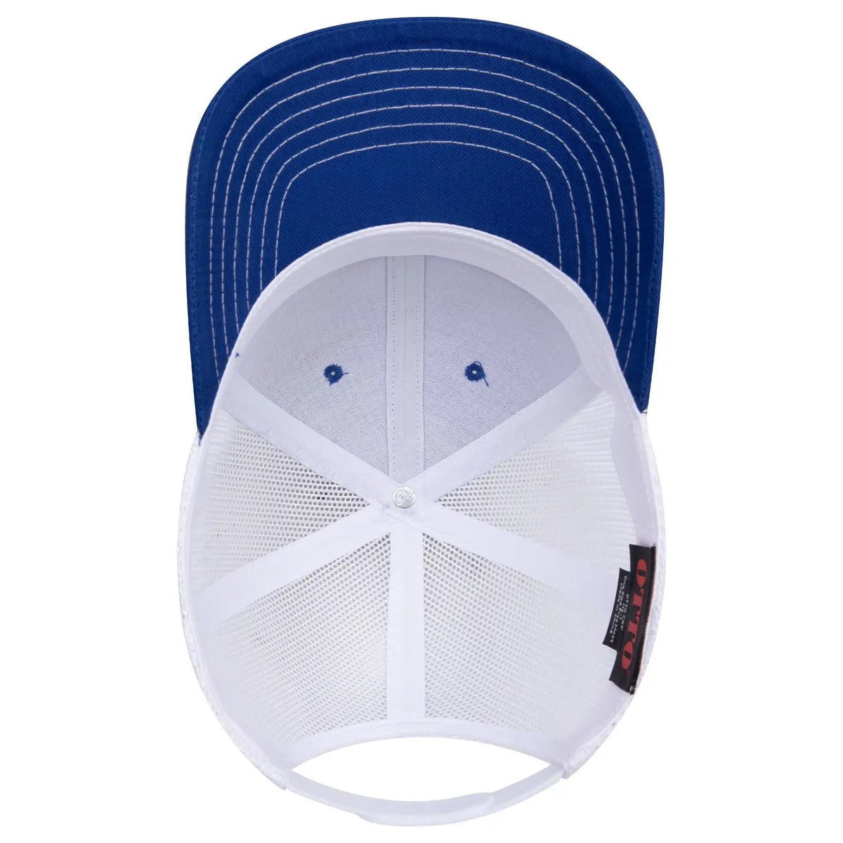 Otto 112-1 6 Panel Mid Profile Mesh Back Trucker Cap - Ryl/ryl/wht