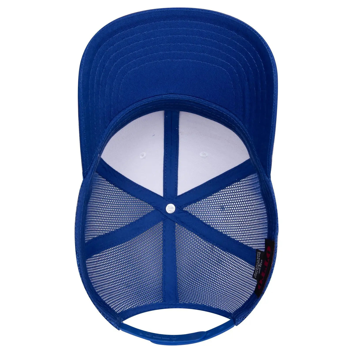 Otto 112-1 6 Panel Mid Profile Mesh Back Trucker Cap - Ryl/wht/ryl