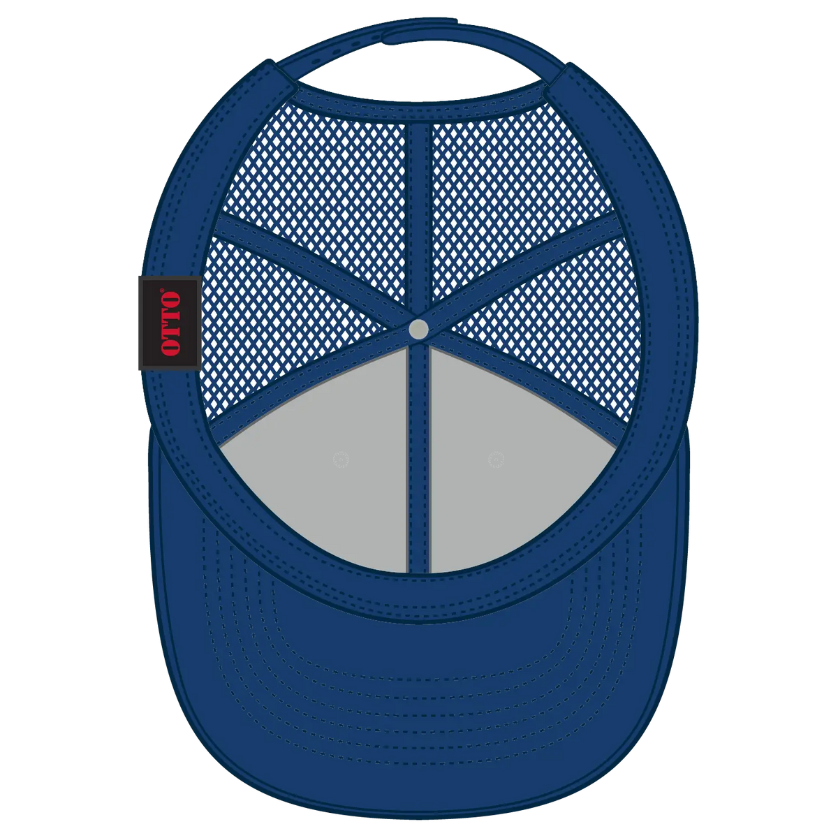 Otto 112-1 6 Panel Mid Profile Mesh Back Trucker Cap - Ryl/wht/ryl