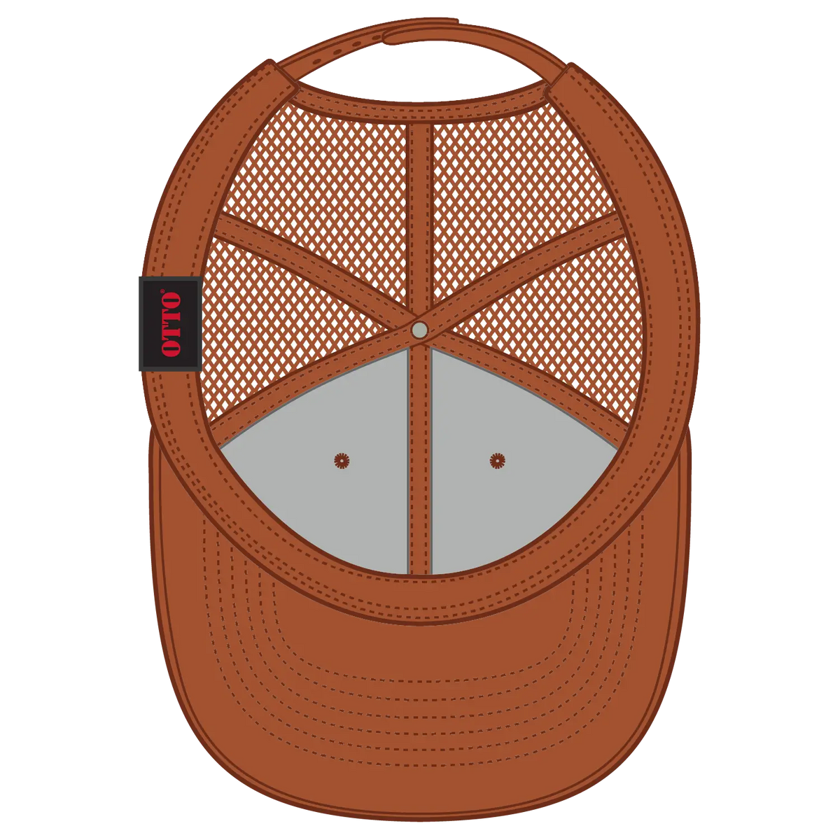 Otto 112-1 6 Panel Mid Profile Mesh Back Trucker Cap - Tx. Orange - 7 3/8’’ - 5/8’’