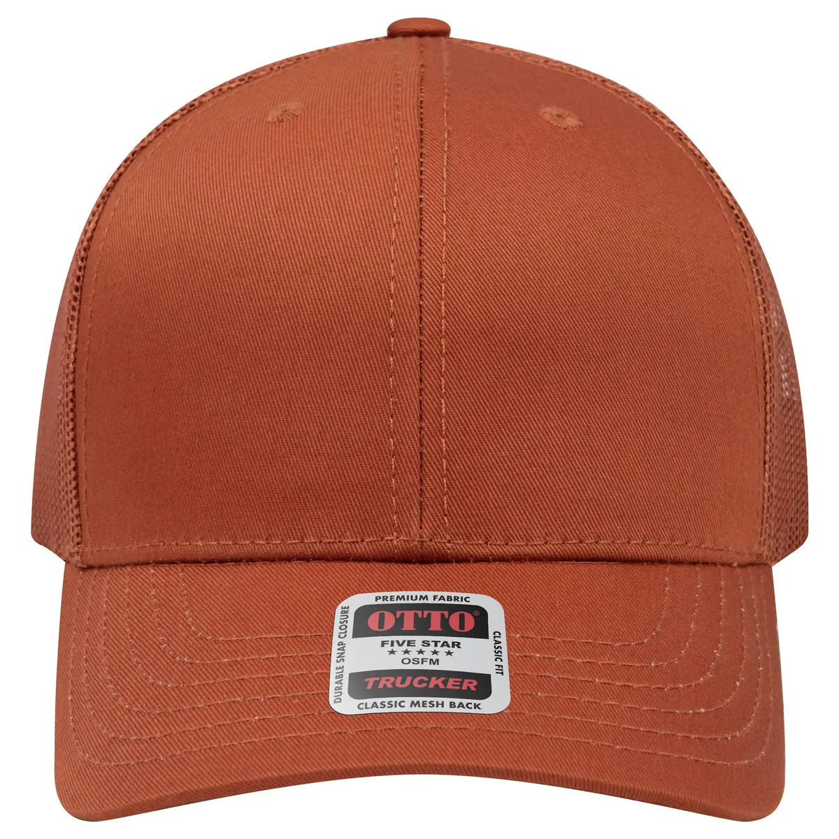 Otto 112-1 6 Panel Mid Profile Mesh Back Trucker Cap - Tx. Orange