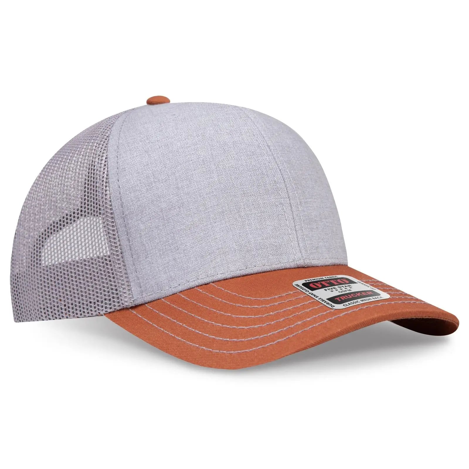 Otto 112-1 6 Panel Mid Profile Mesh Back Trucker Cap - Tx.org/h.gry/gry - 7 3/8’’ - 5/8’’