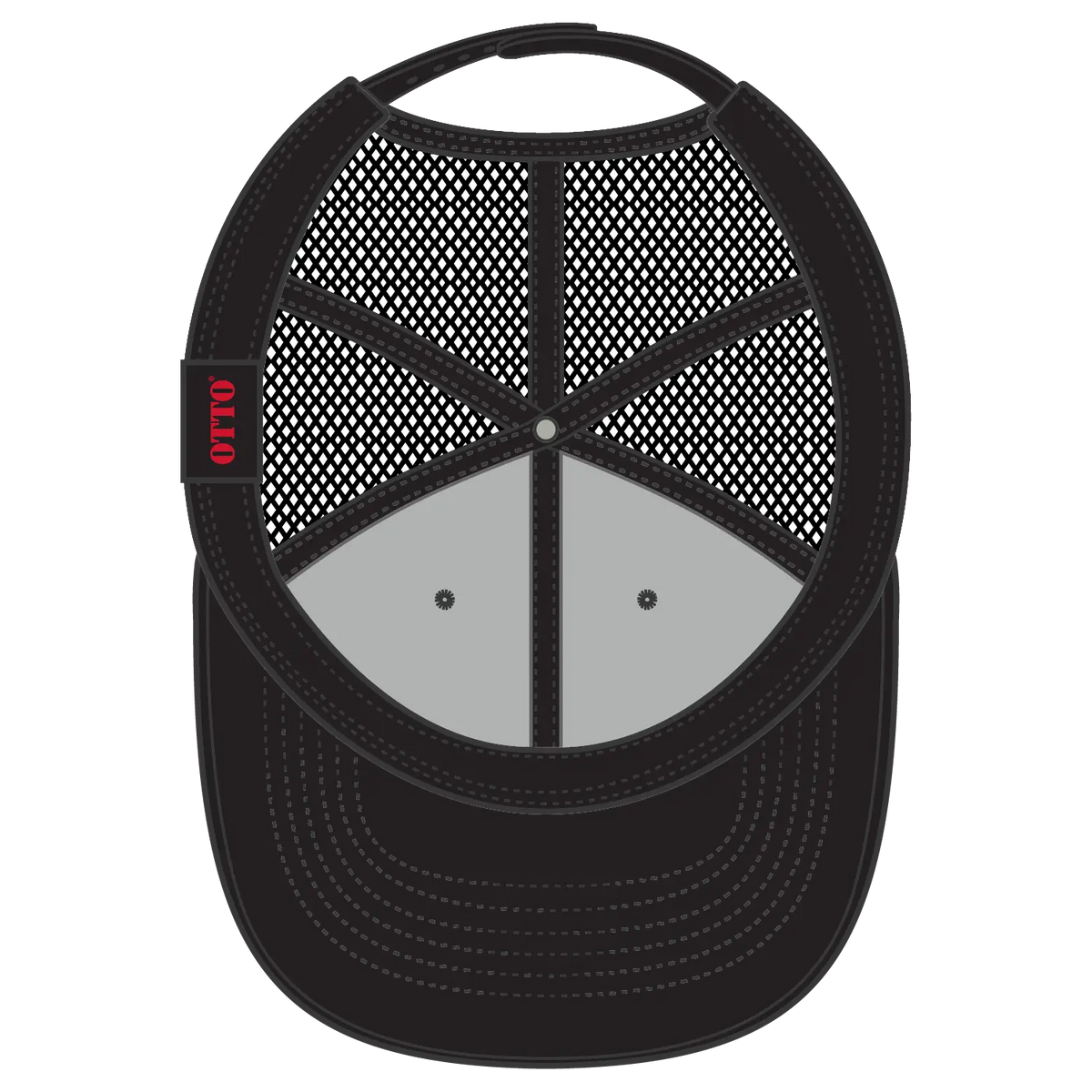 Otto 112-3 6 Panel Mid Profile Mesh Back Trucker Cap - Black - 7 3/8’’ - 5/8’’